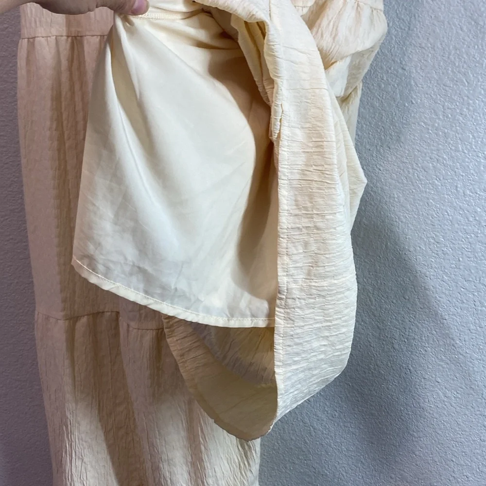 SHEIN Breezaya High Waist Flare‎ Leg Pants Cream Textured Pants, Size Large - Picture 7 of 13